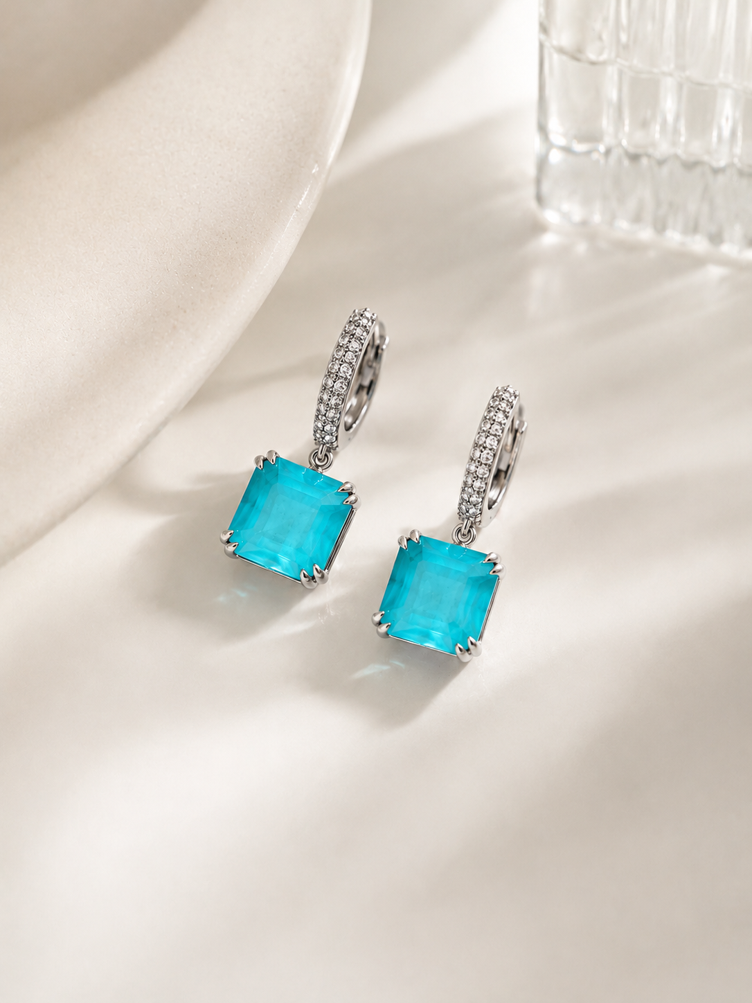 Paraiba Square Drop Earrings