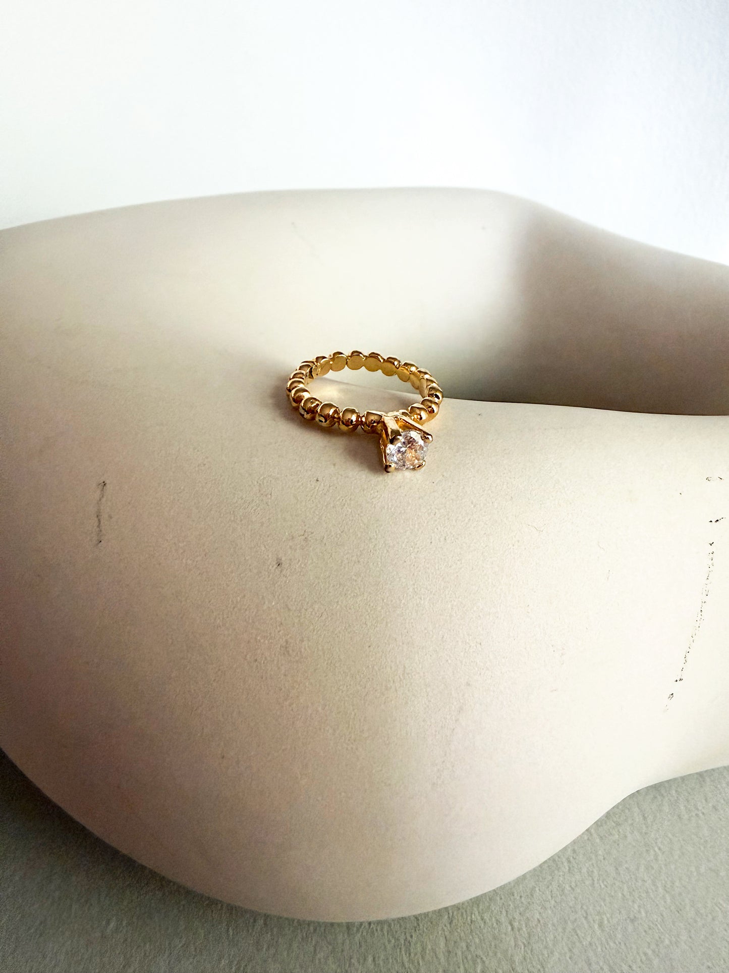 Crystal Solitaire Beaded Ring