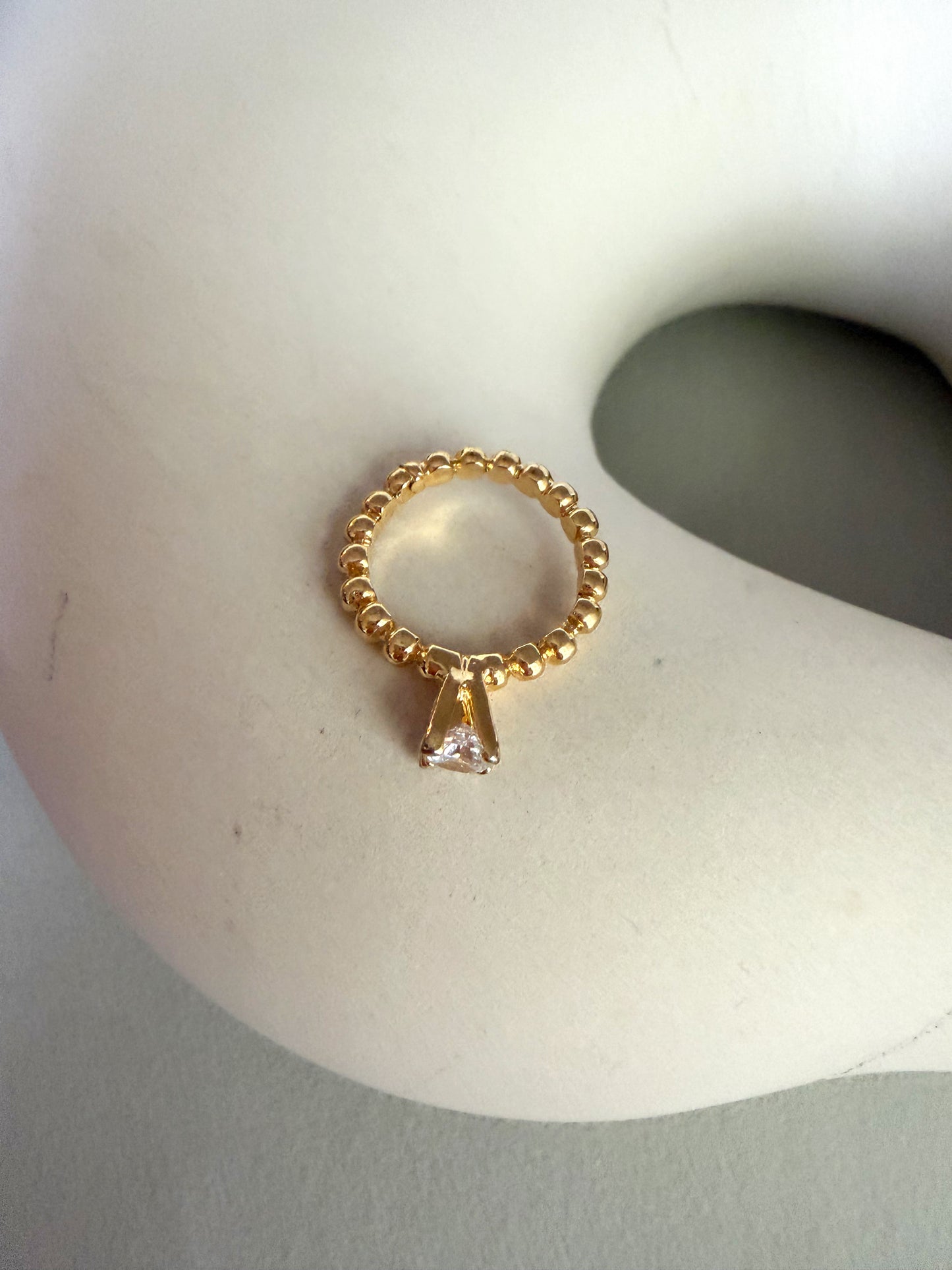 Crystal Solitaire Beaded Ring