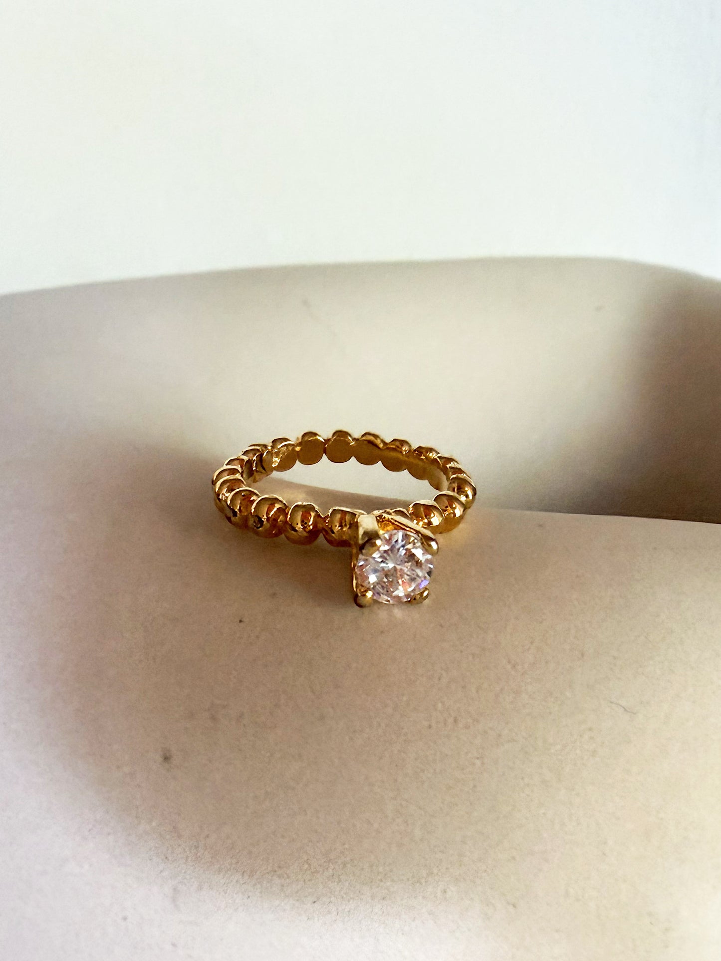 Crystal Solitaire Beaded Ring
