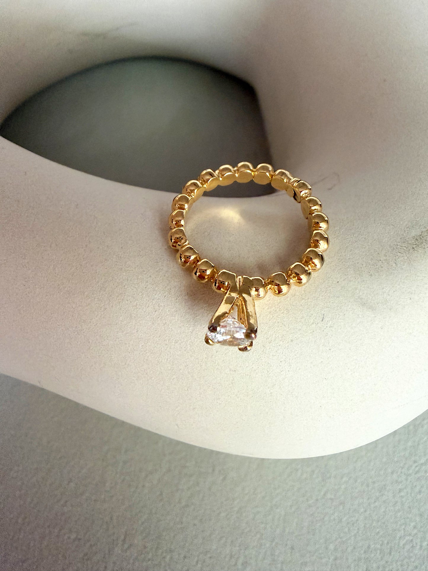 Crystal Solitaire Beaded Ring