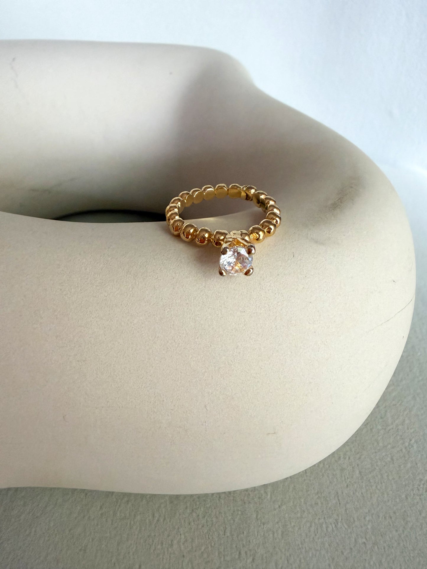 Crystal Solitaire Beaded Ring