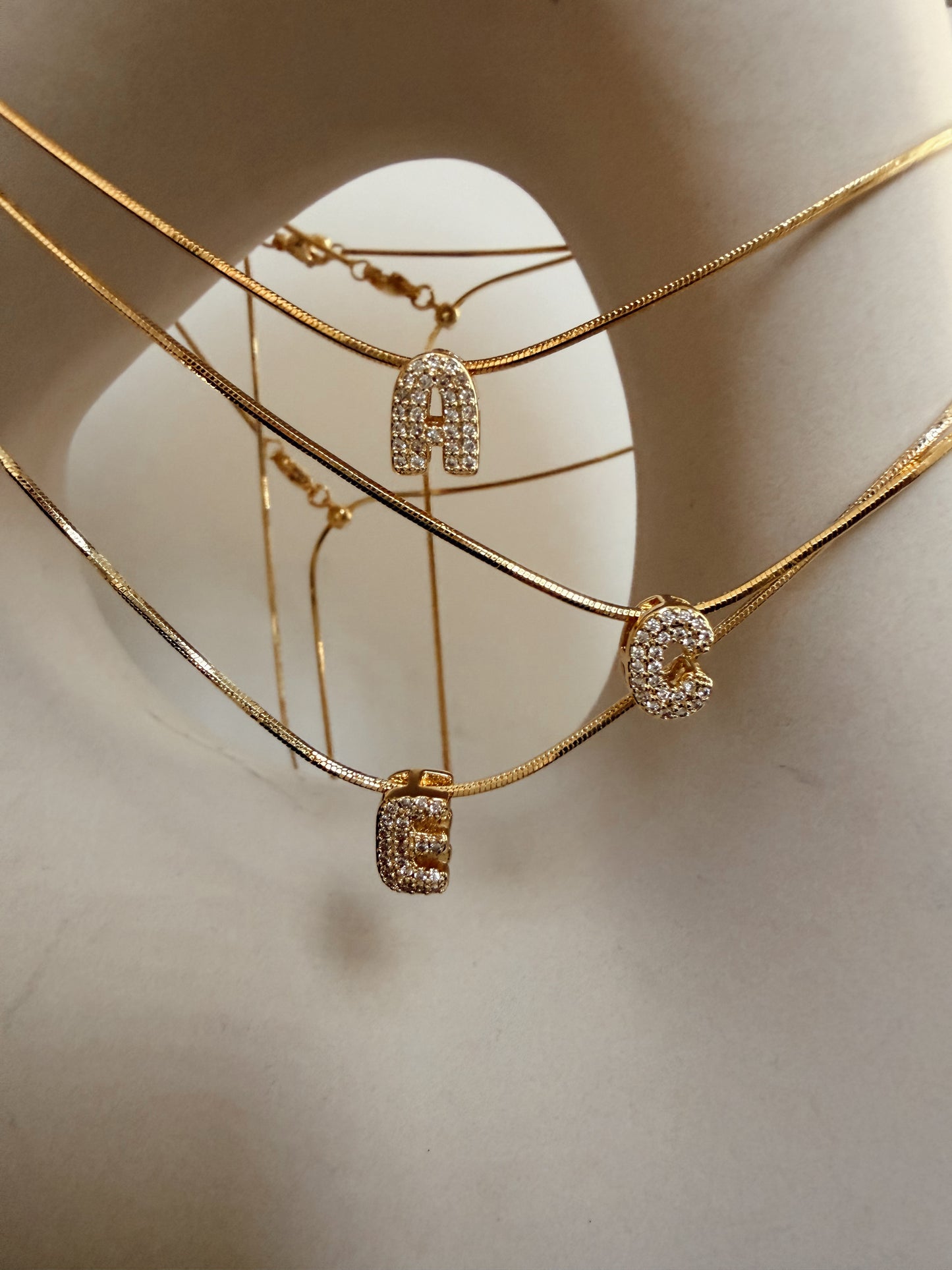 Sparkling Bubble Letter Necklace