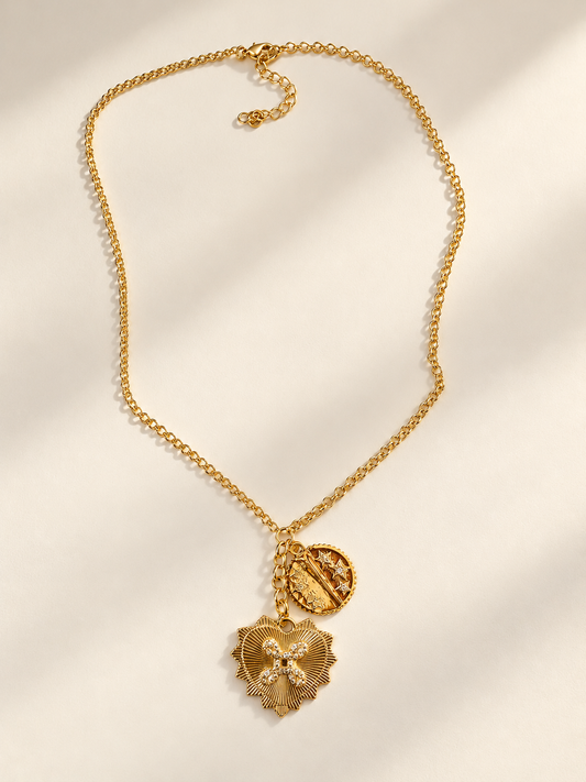 Fluted Heart Charm Necklace