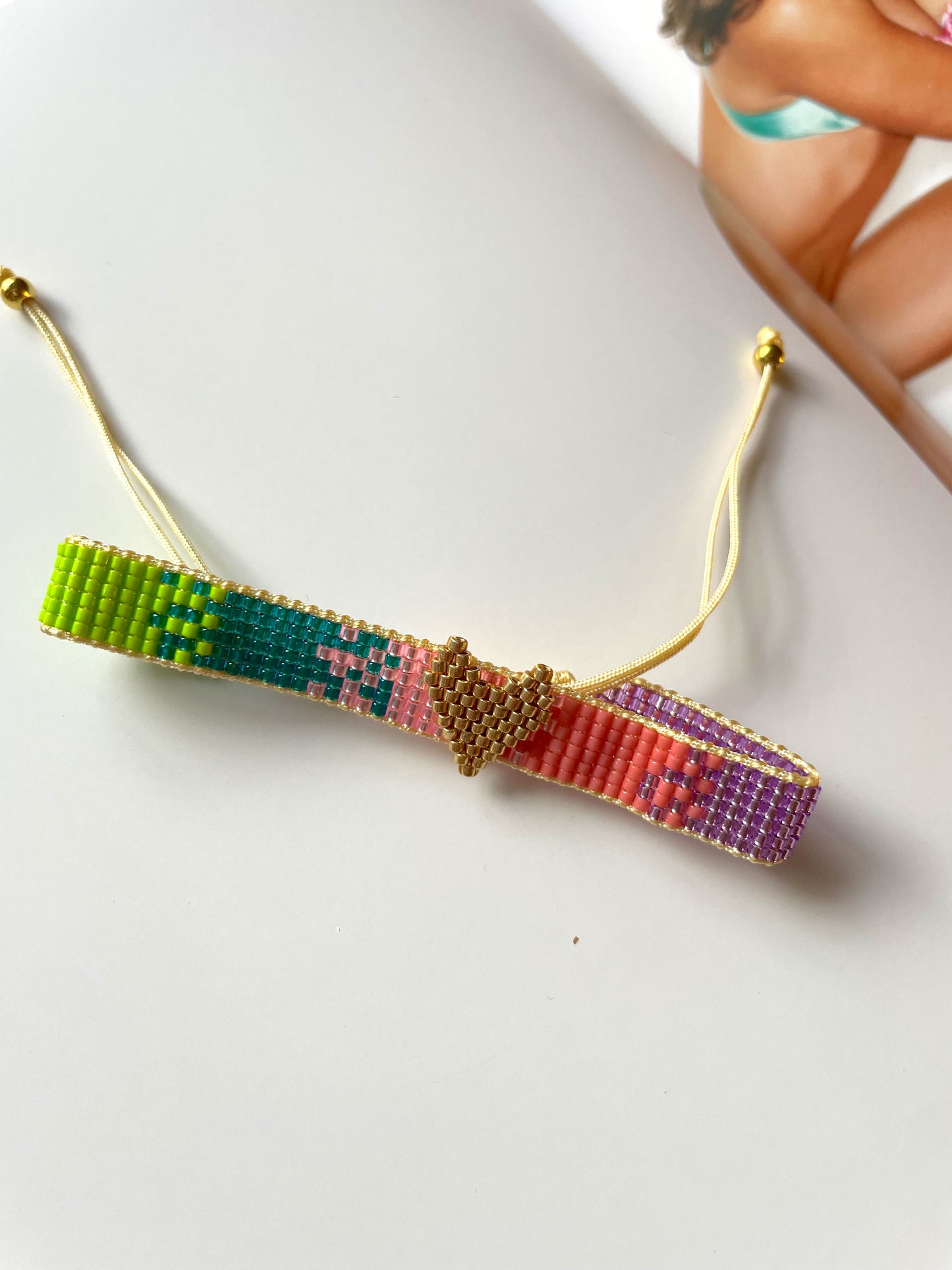 Miyuki gold heart bracelet