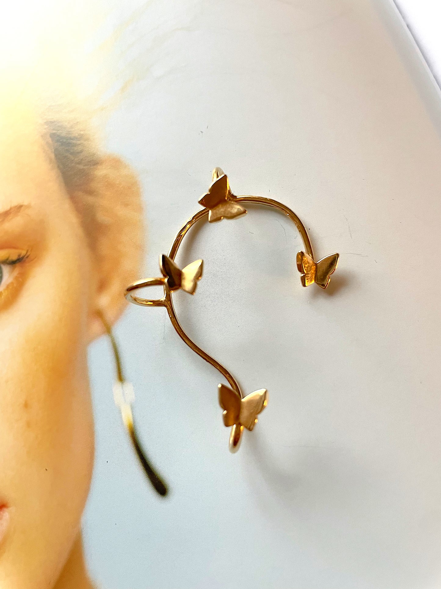 Butterflies earpiece earring