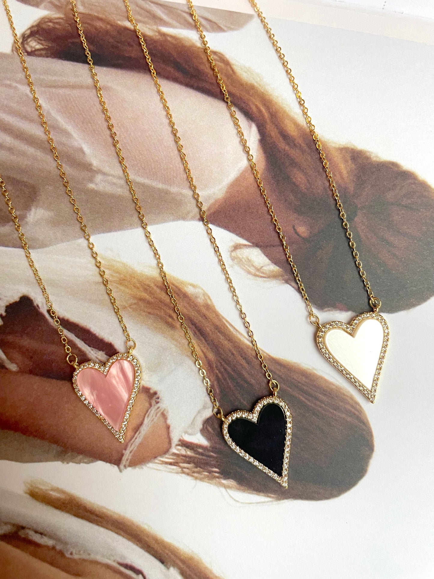 Stoned heart CZ necklace