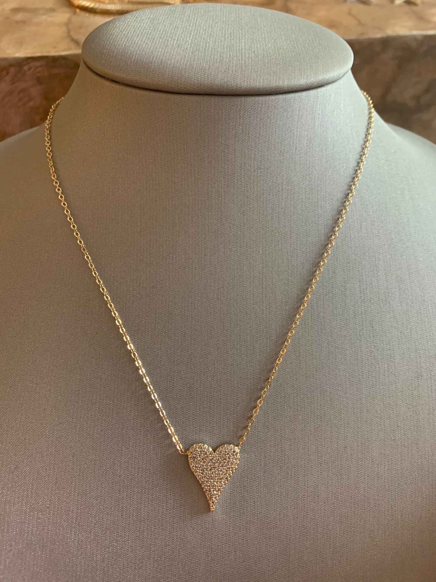 CZ Heart Shaped Pendant Necklace