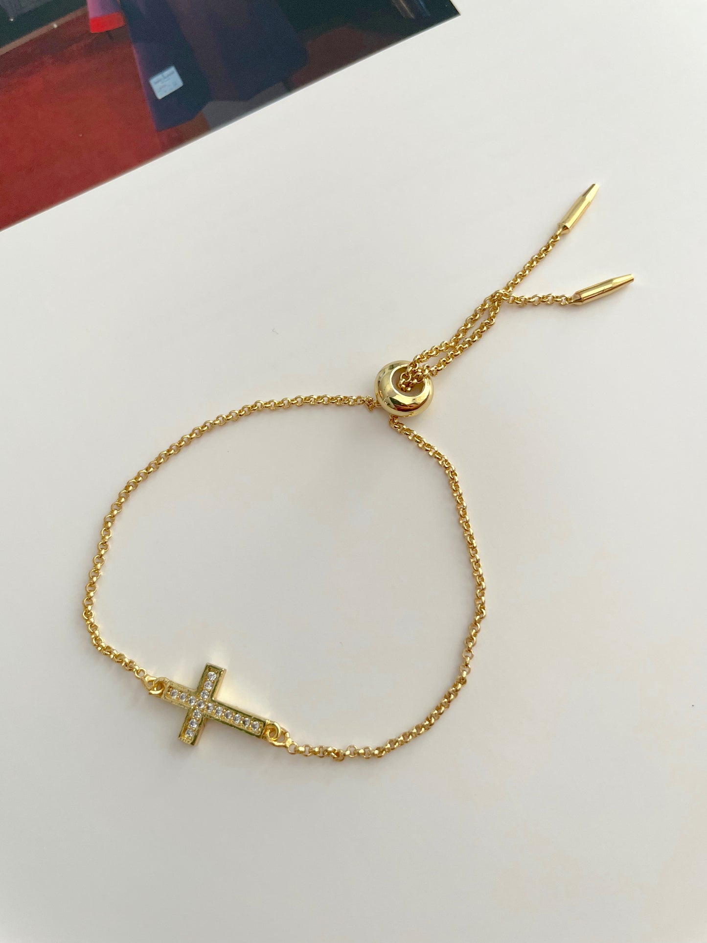 CZ Cross Adjustable bracelet