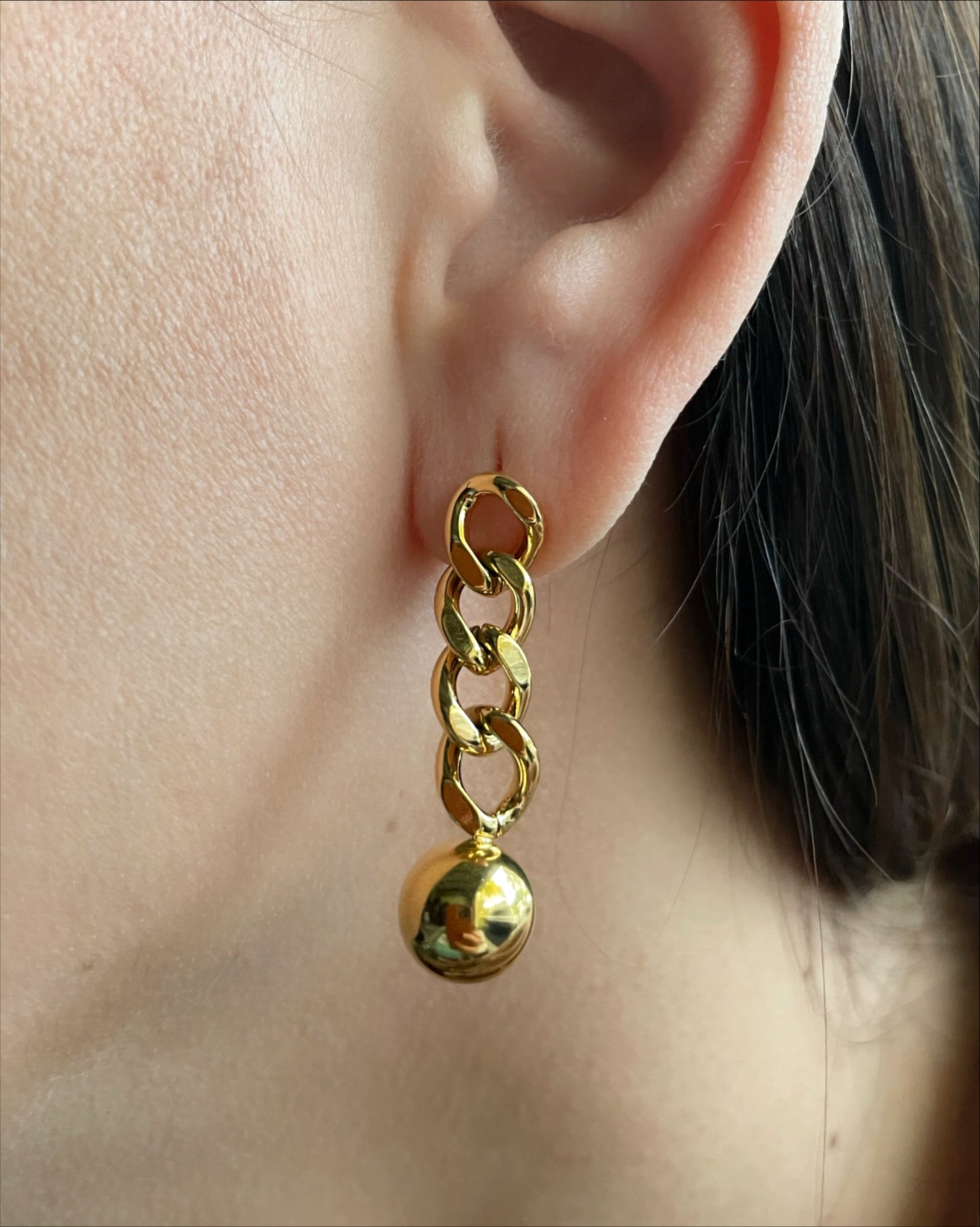 Stainless chain steel ball earrings