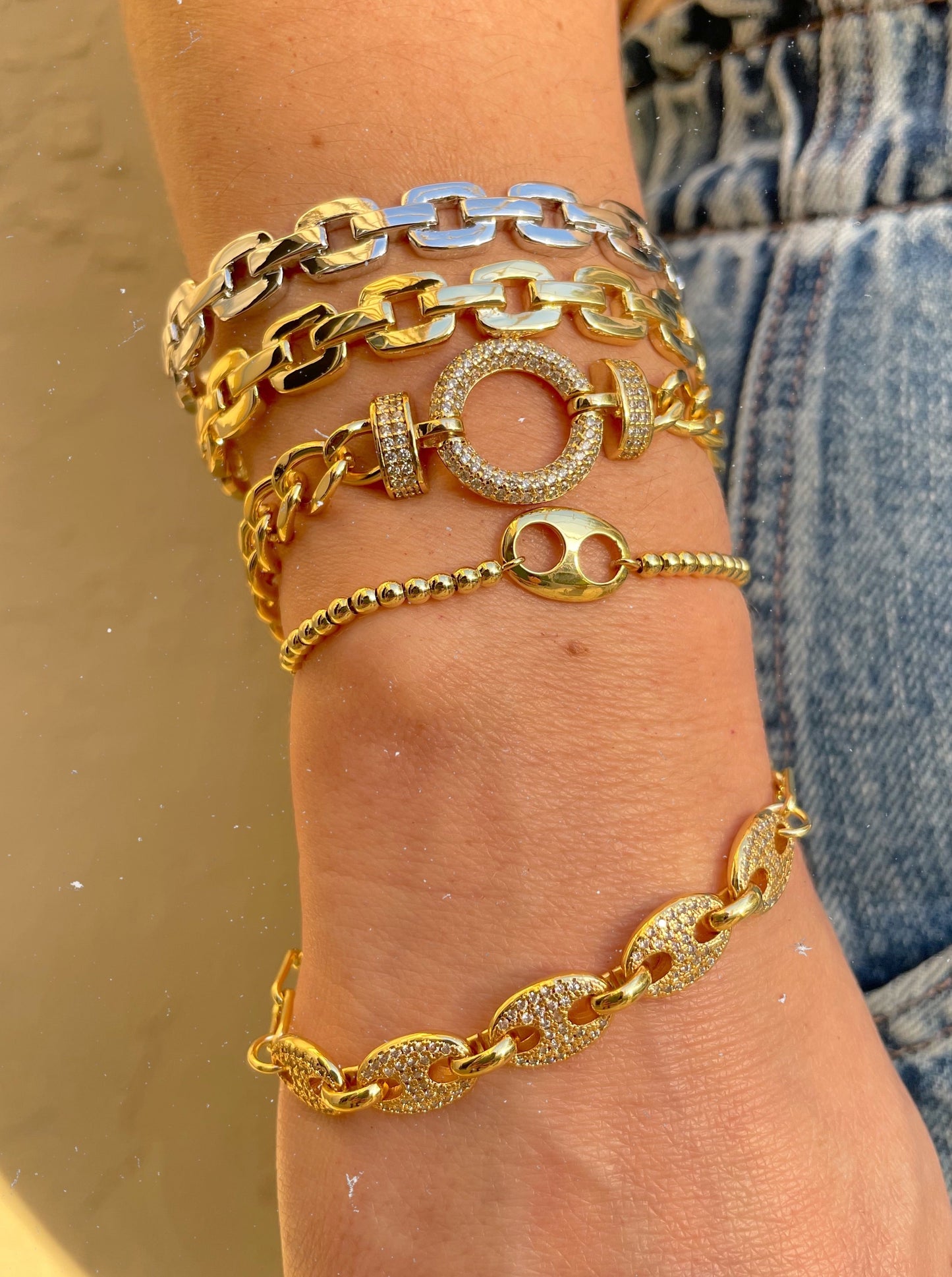 Gold link Cuff Bracelet