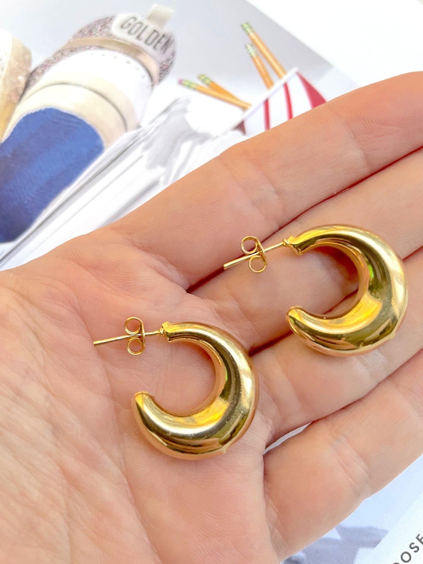 Moon hoops earrings
