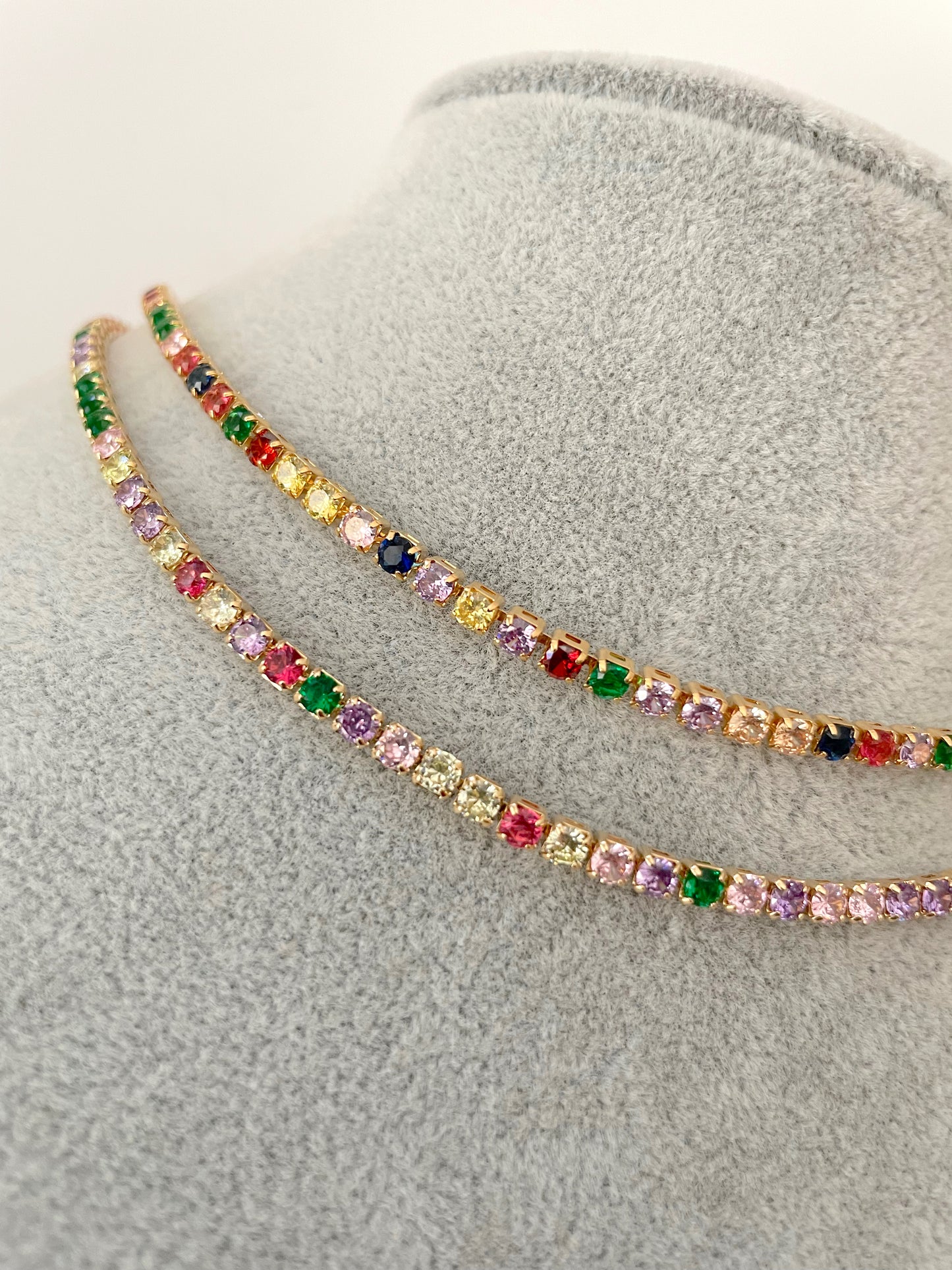 Multicolored tennis necklace