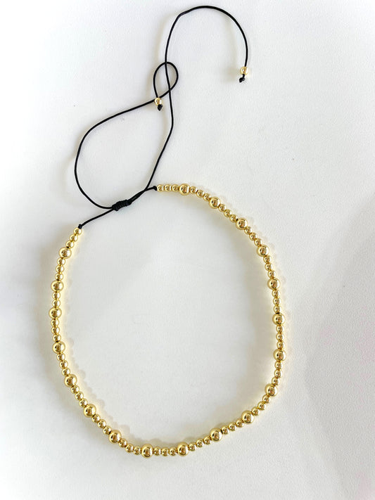 Gold plated beaded adjustable choker