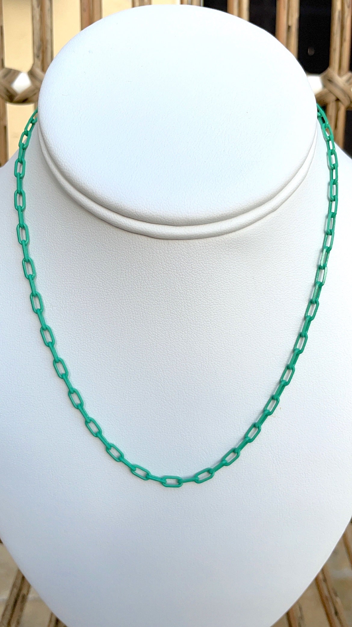 Colored paper clip necklaces