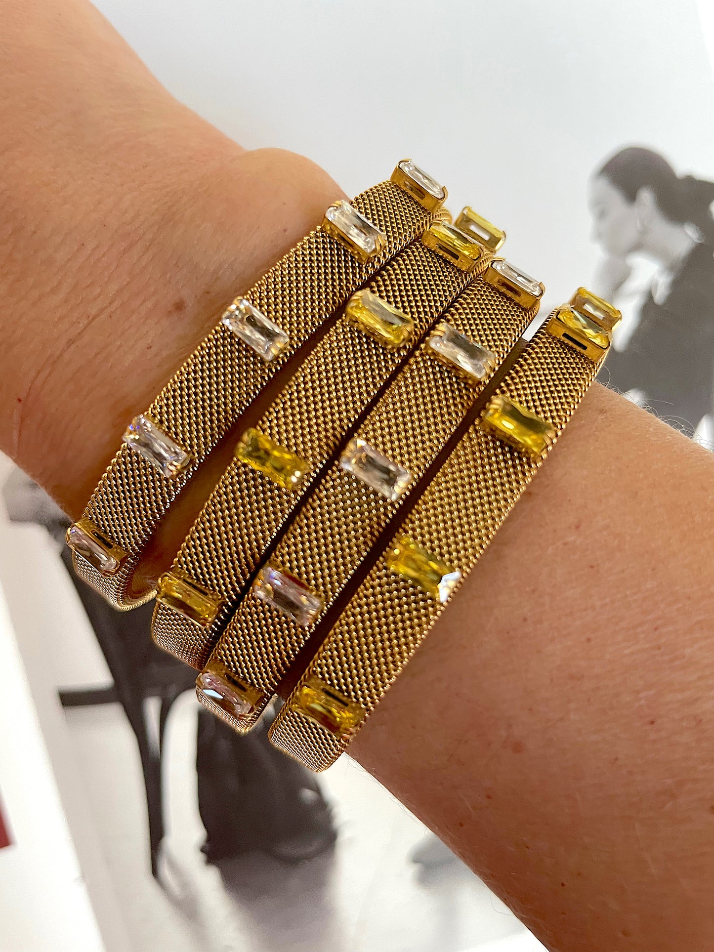 Stainless steel zircon cuff bracelet