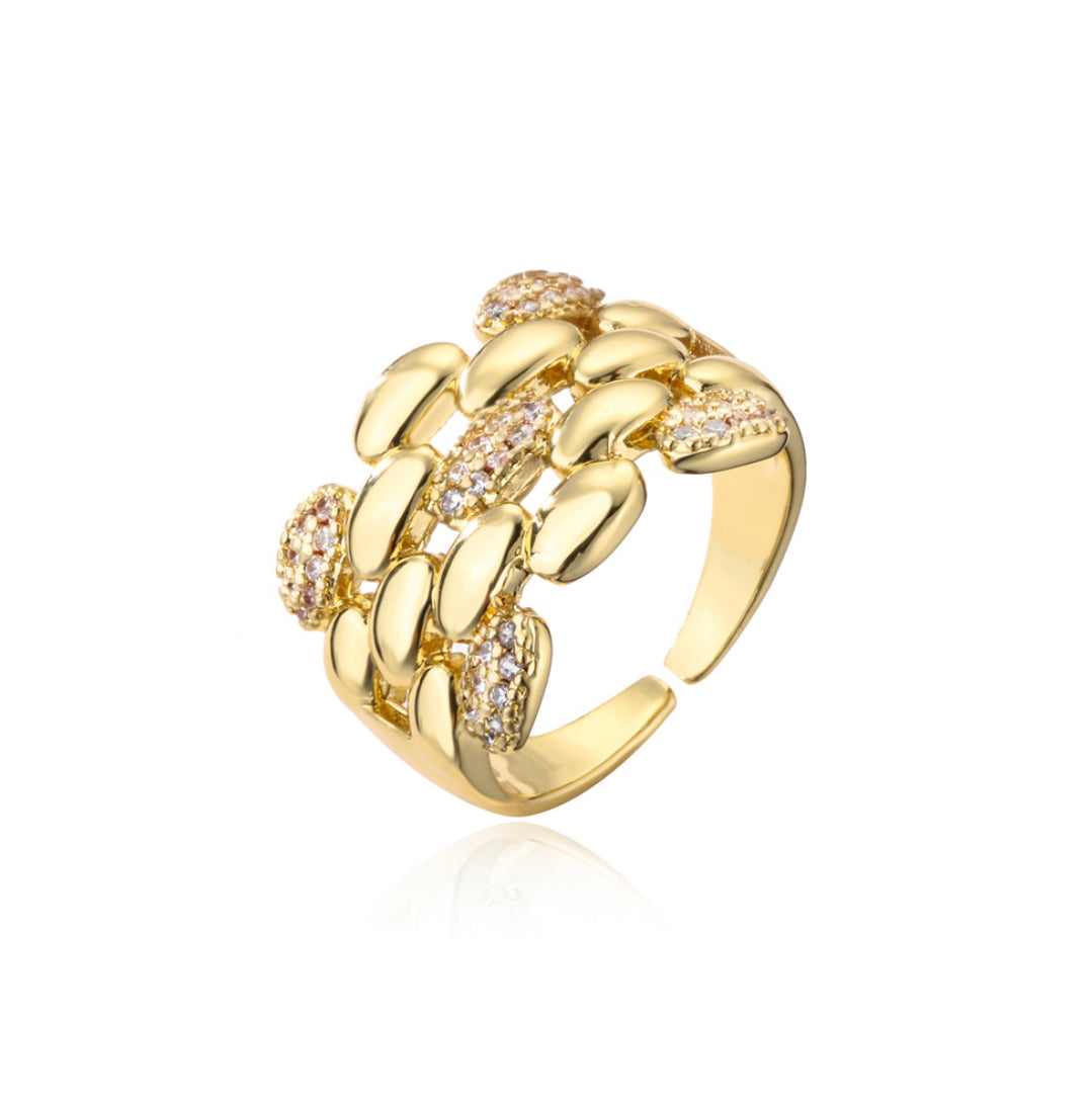 Gold plated stacked CZ ring