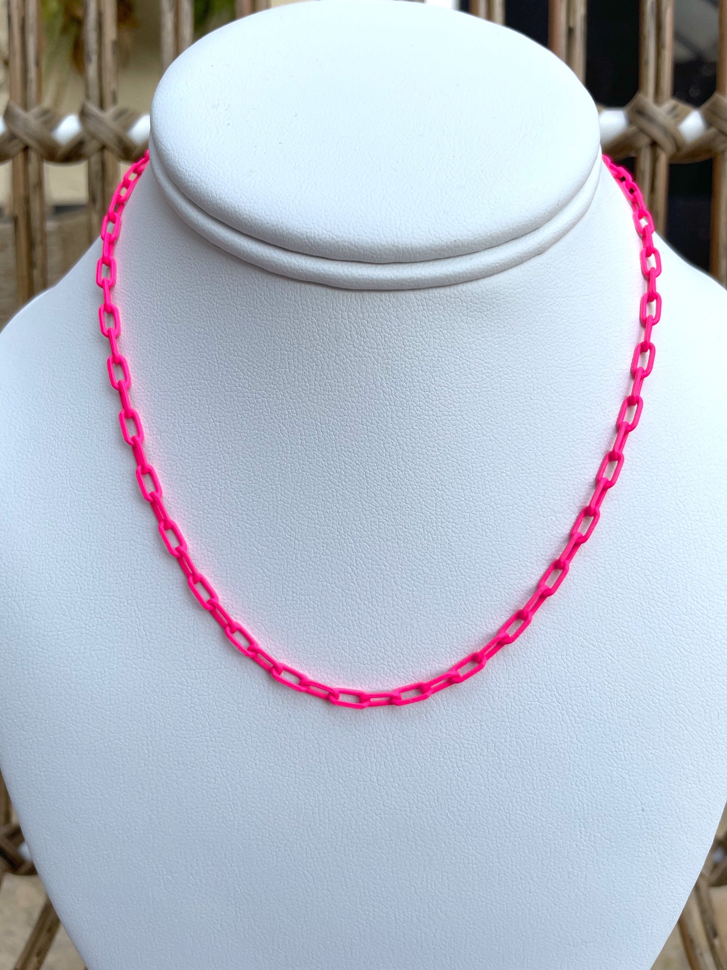 Colored paper clip necklaces