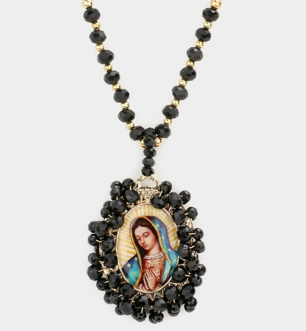 Virgin Mary Pendant Long Necklace