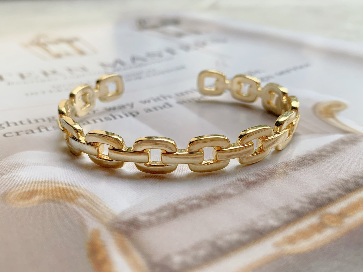 Gold link Cuff Bracelet