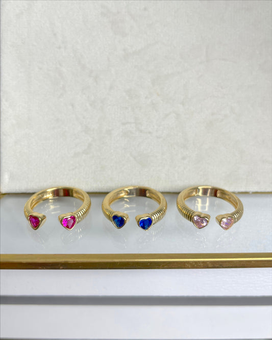Heart stones open ring