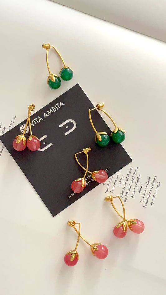 Cherry style stone earrings
