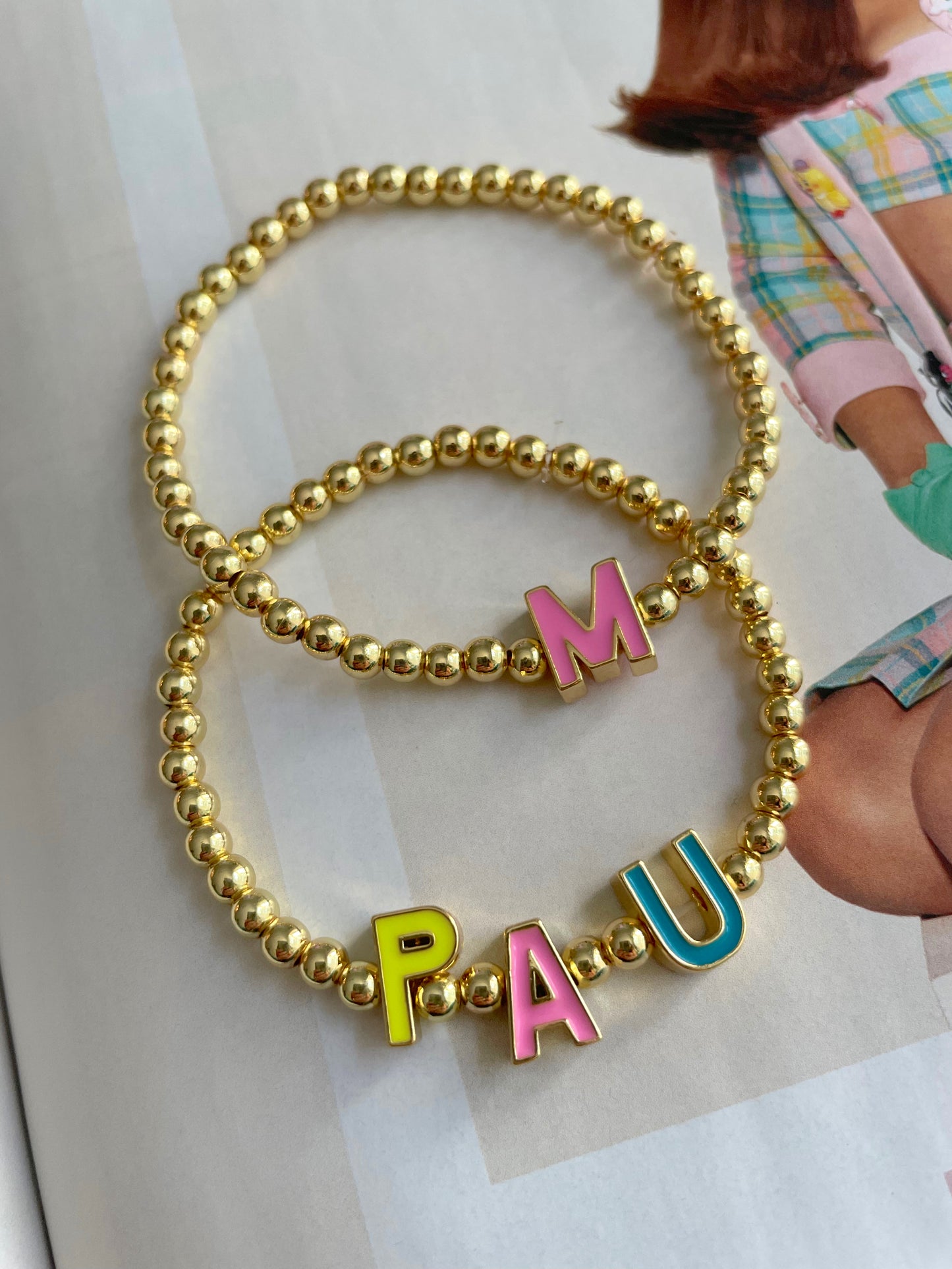 Multicolored letters custom bracelets