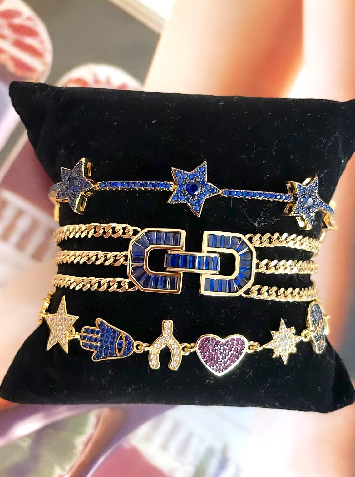 Multi charms bracelets and necklace