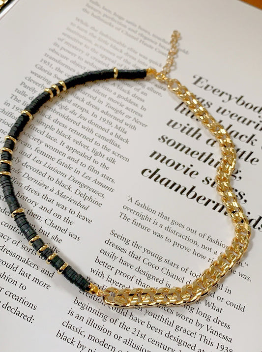 Link + black rubber necklace