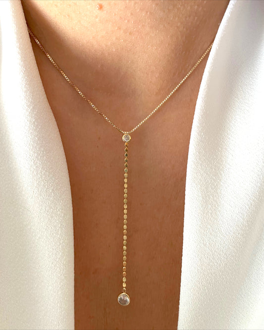 Lariat gold necklace