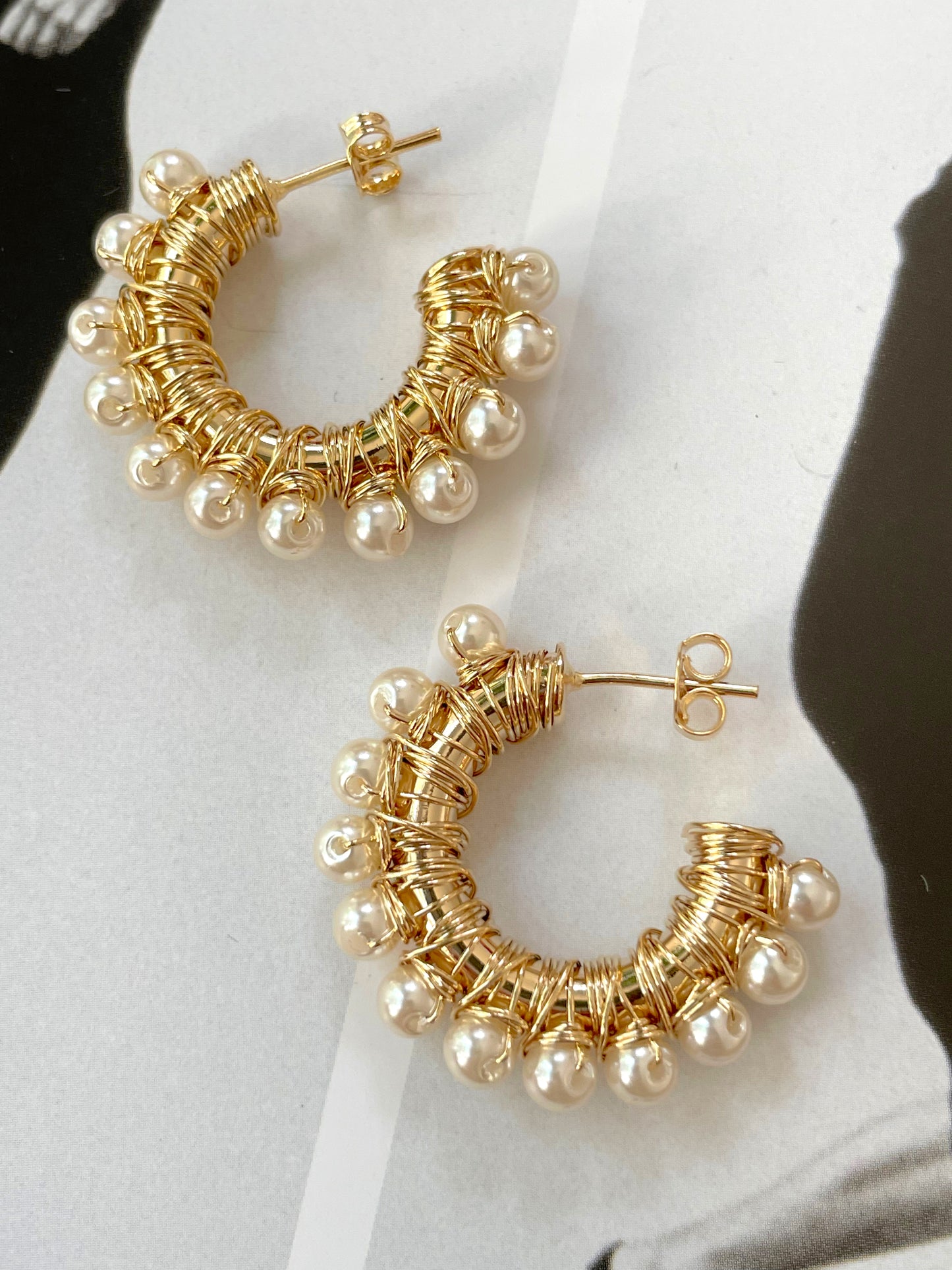 Pearled wrapped hoops