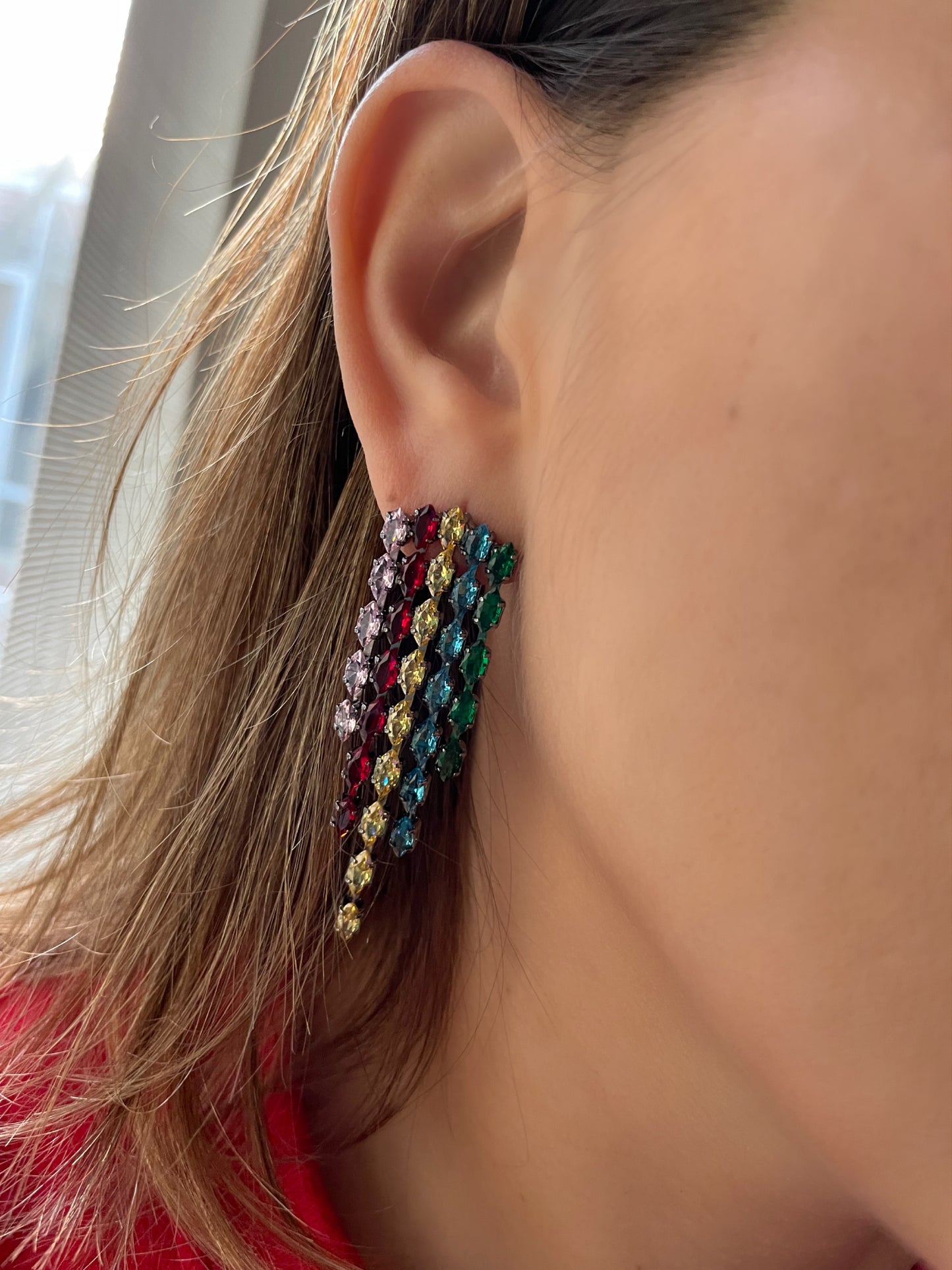 Zircon tassel earrings