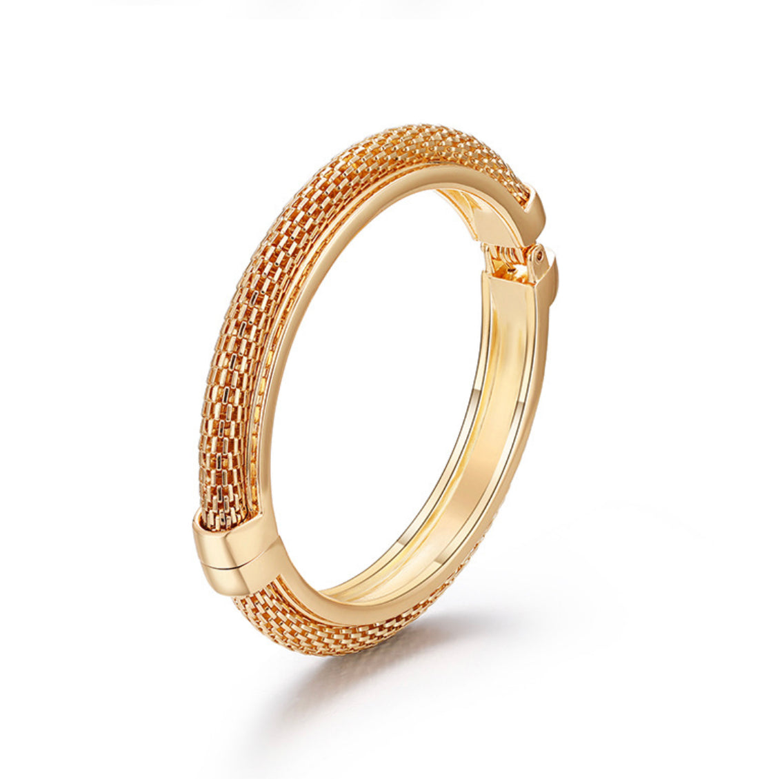 Gold plated mesh bangle bracelets
