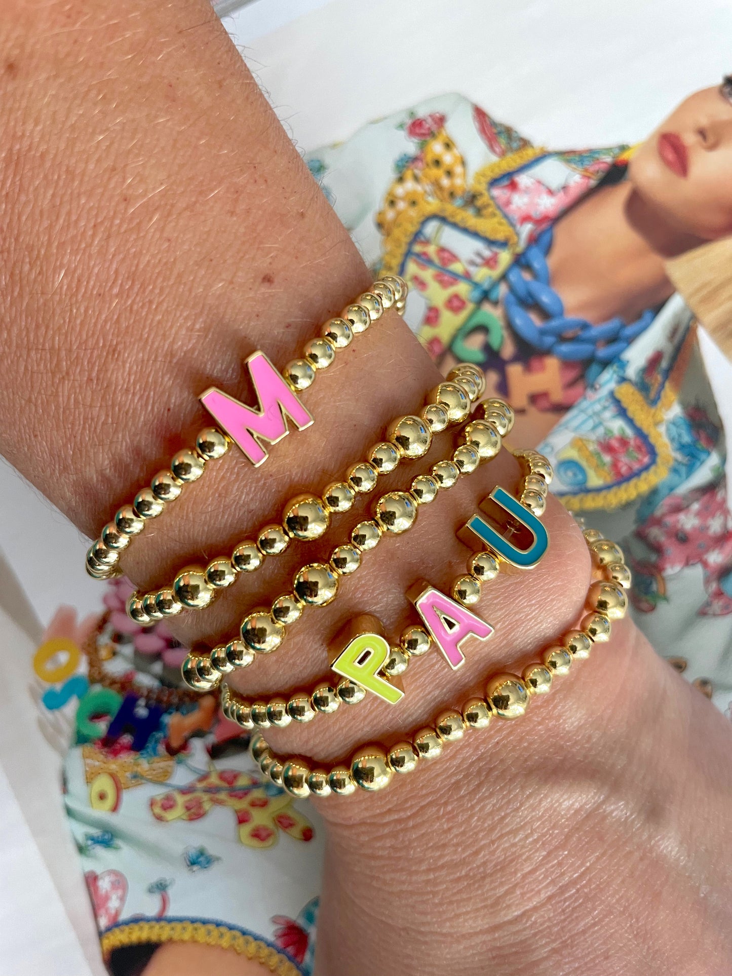 Multicolored letters custom bracelets