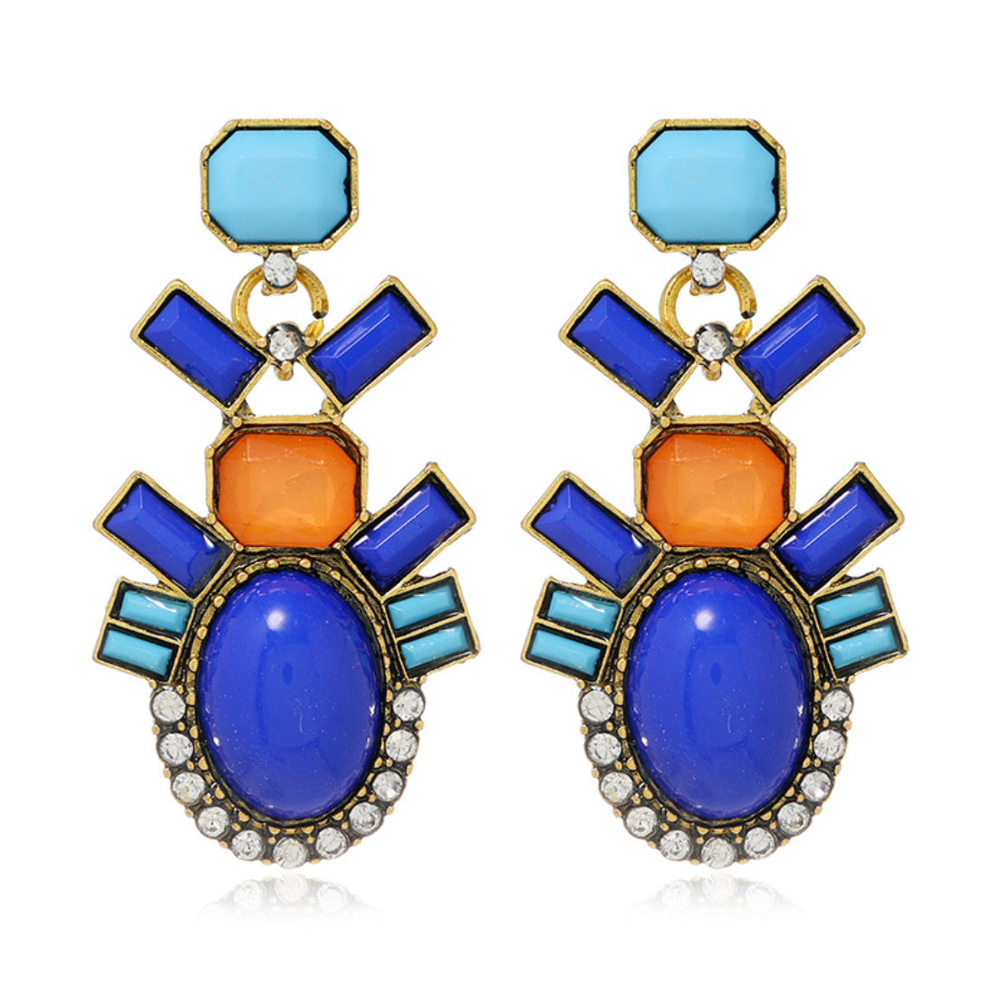 Orange/Blue statement earrings