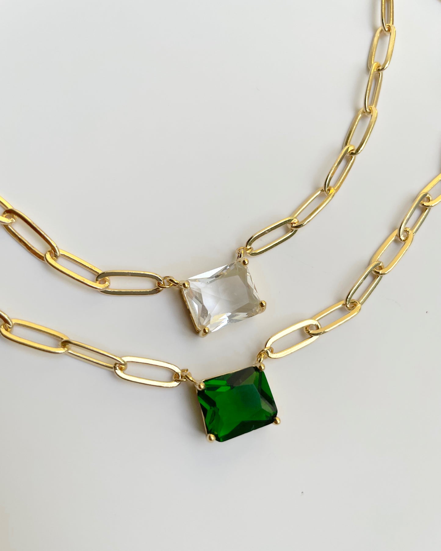 Emerald crystal pendant necklace