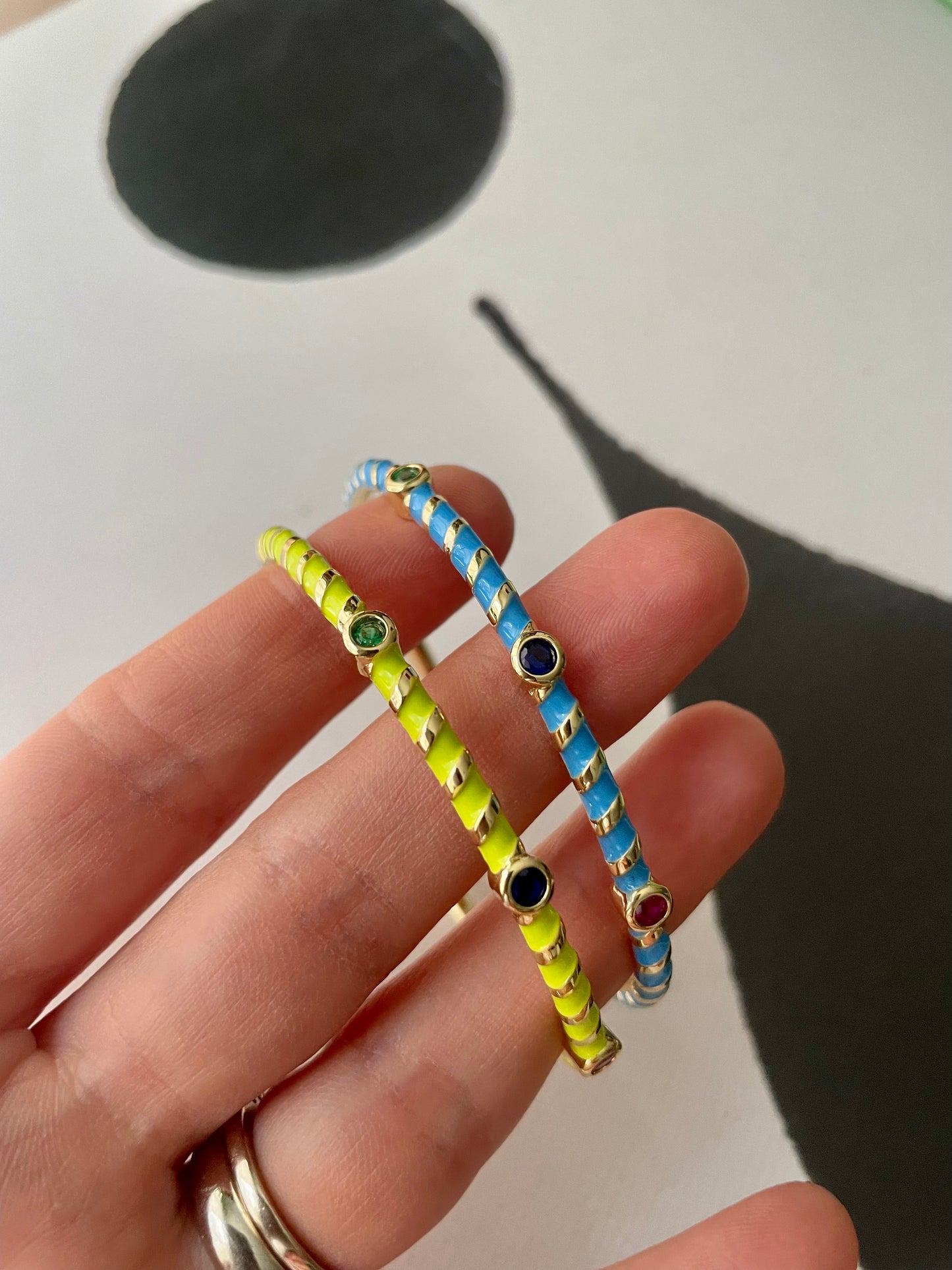 Enameled cuff bracelet