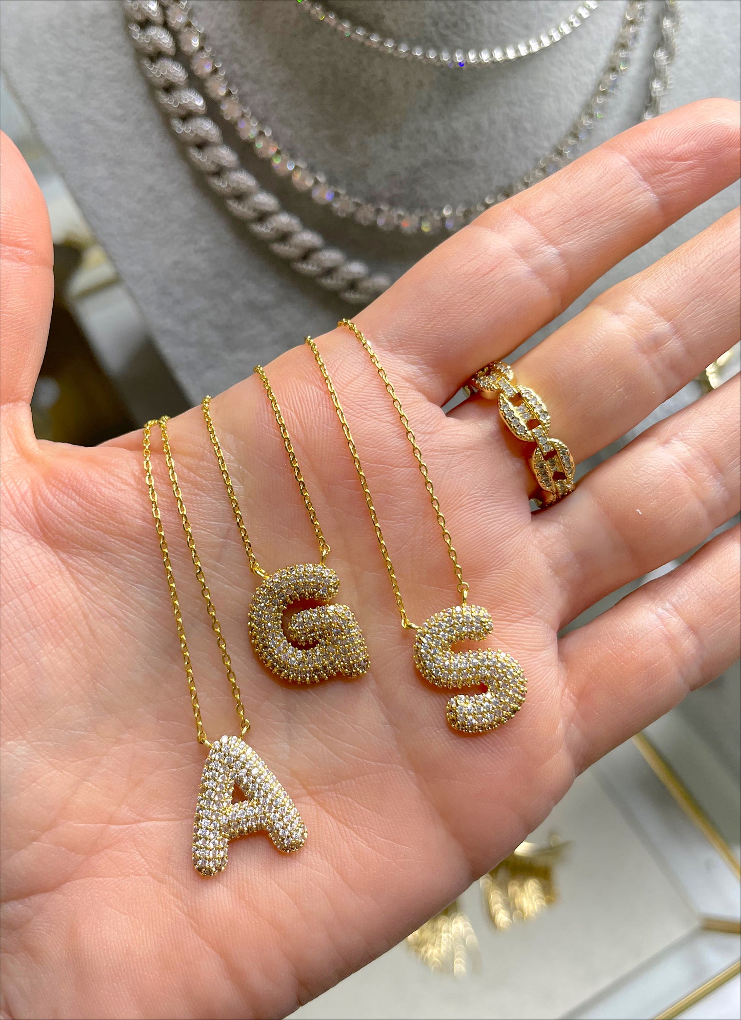 Chunky sparkling letter necklace