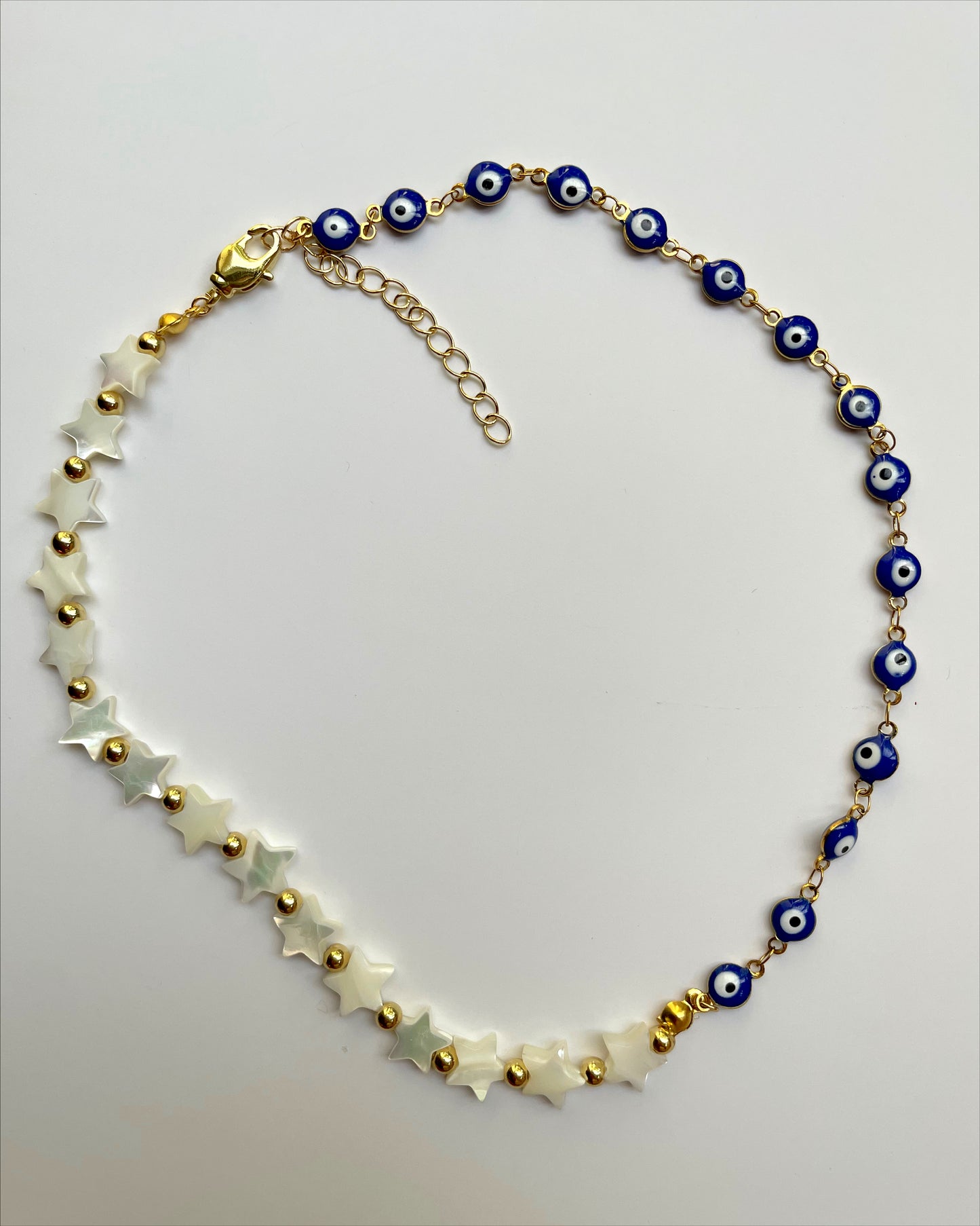 Star and evil eye combined necklace