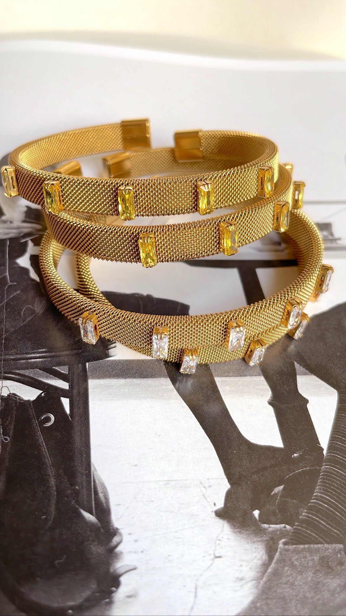 Stainless steel zircon cuff bracelet