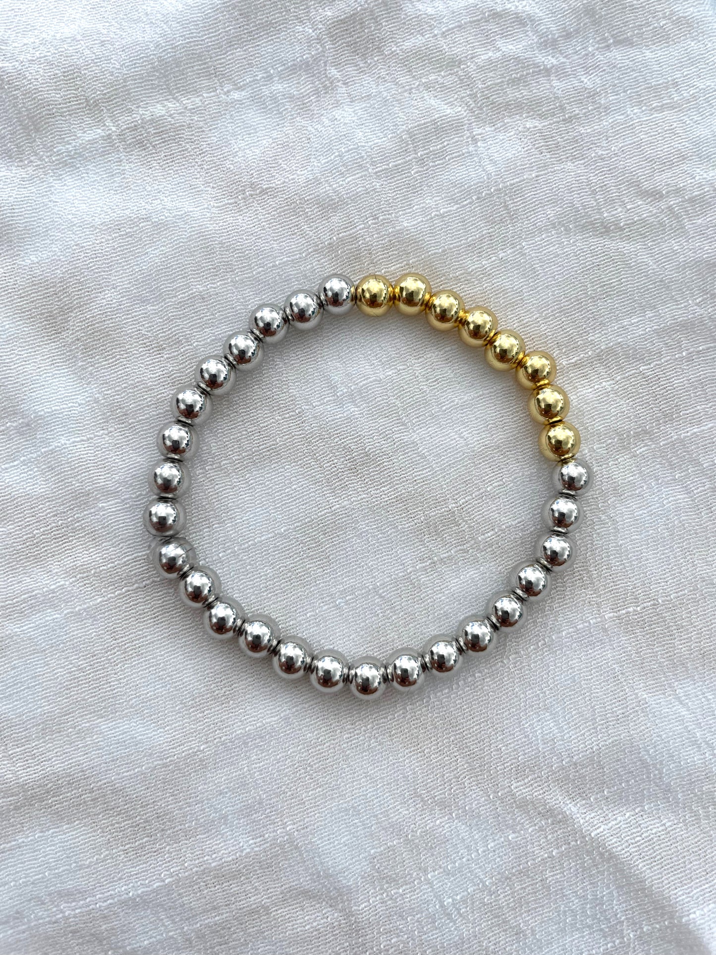 Bicolor gold beaded bracelets