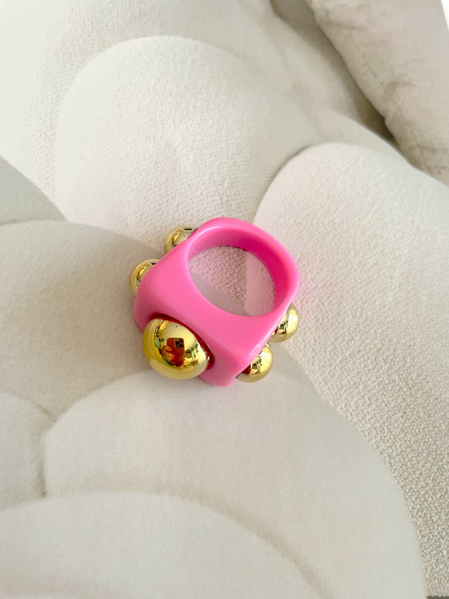 Statement Colored Ring With Gold Circle