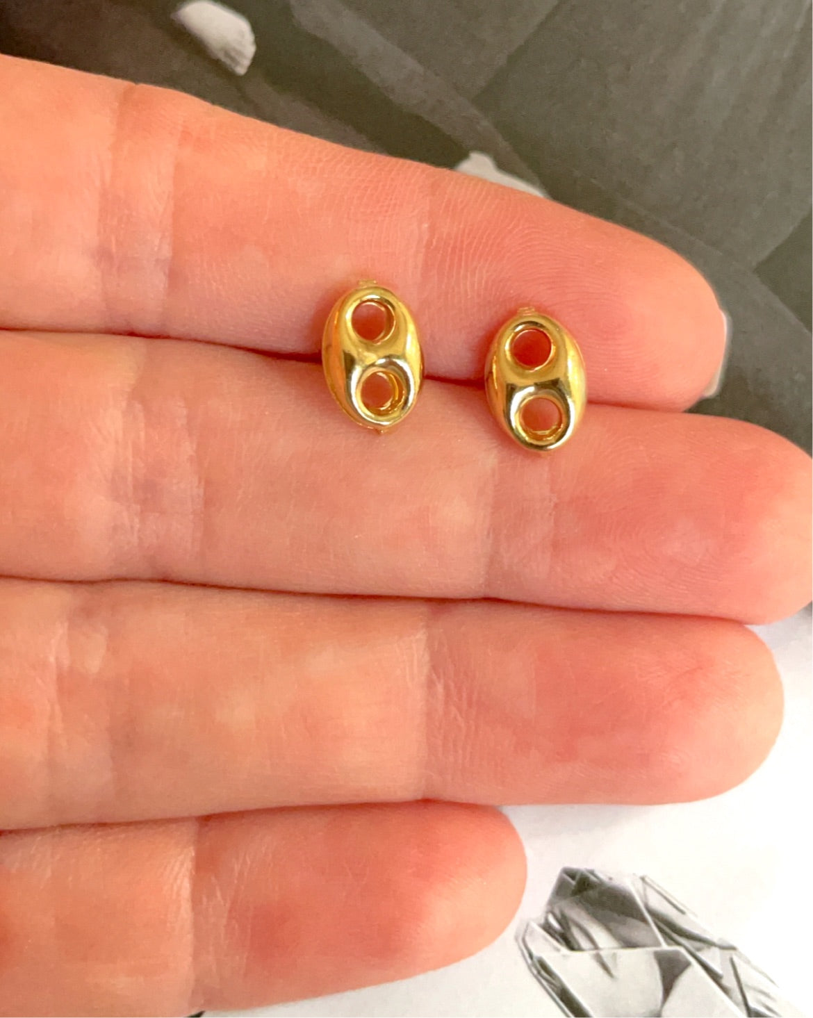 Gold coffee bean stud earrings