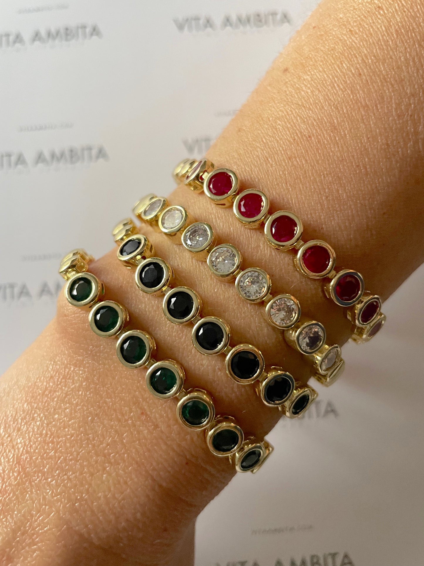 Colored gemstones gold bracelet