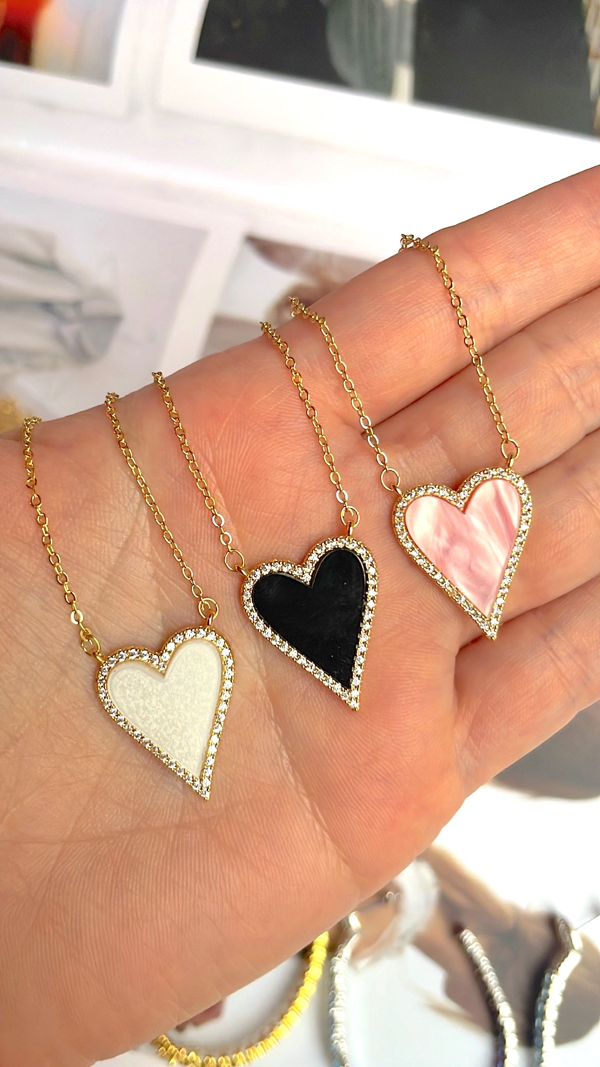 Stoned heart CZ necklace
