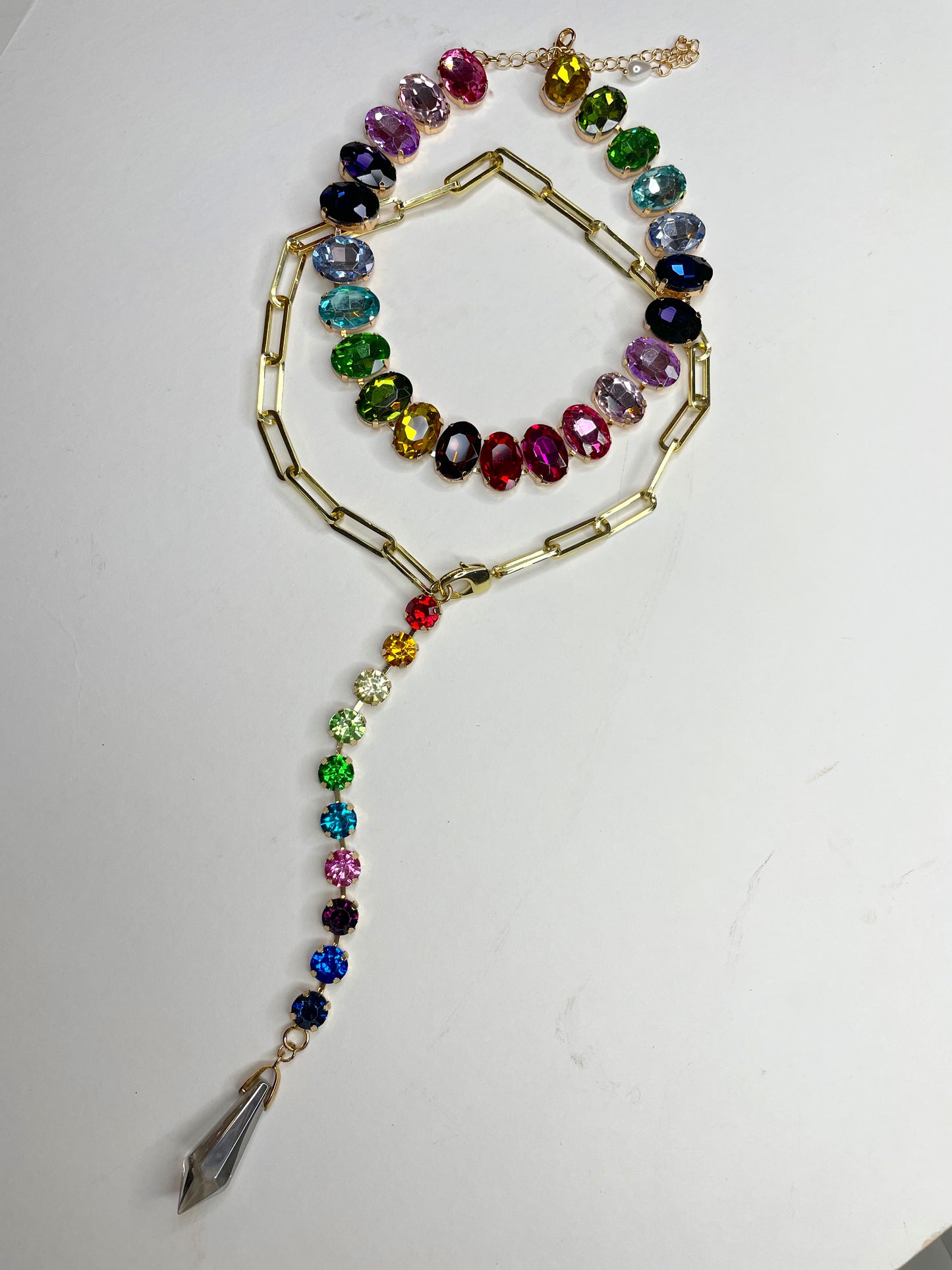 Rainbow lariat necklace