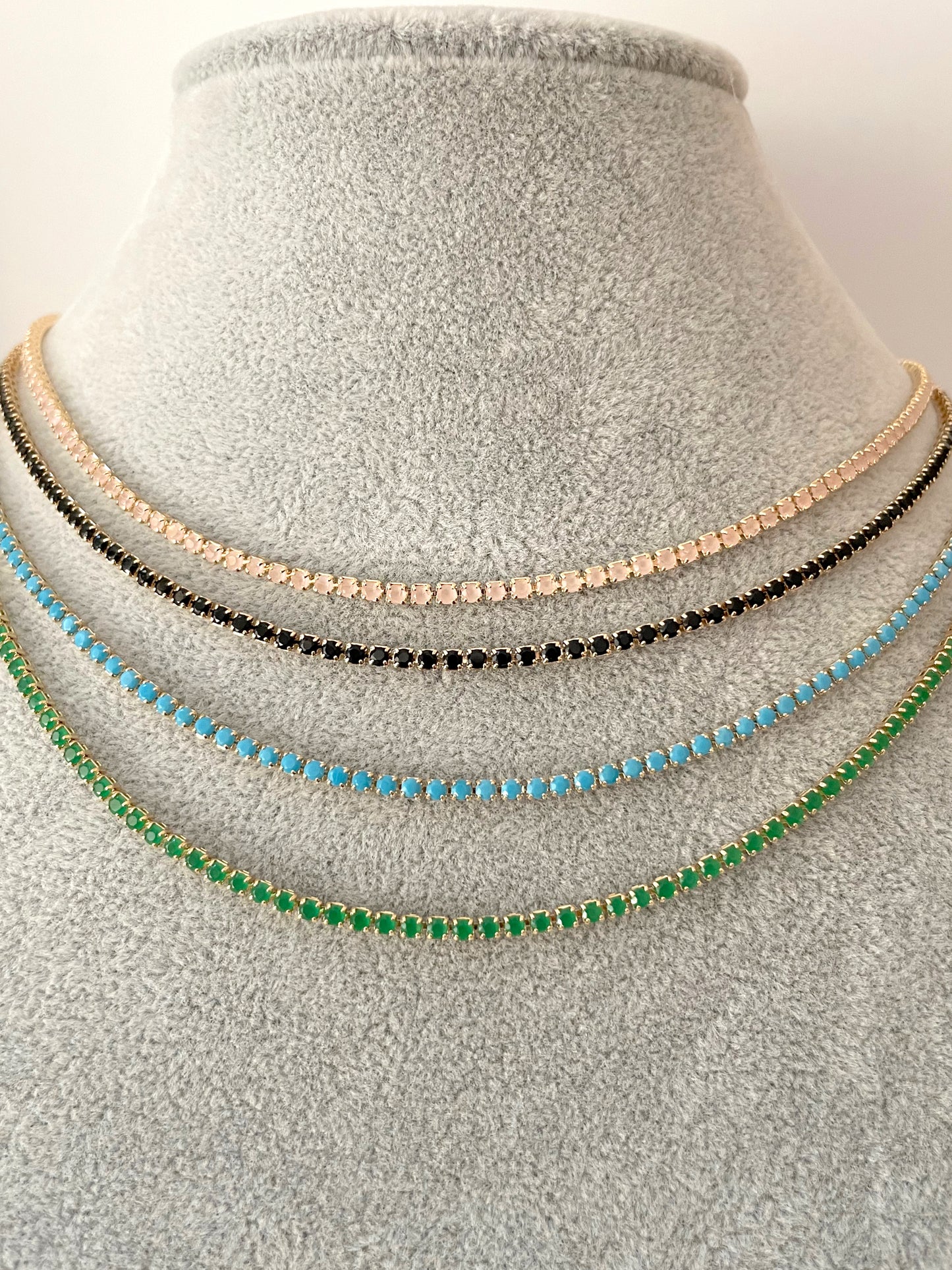 Colored tennis necklaces