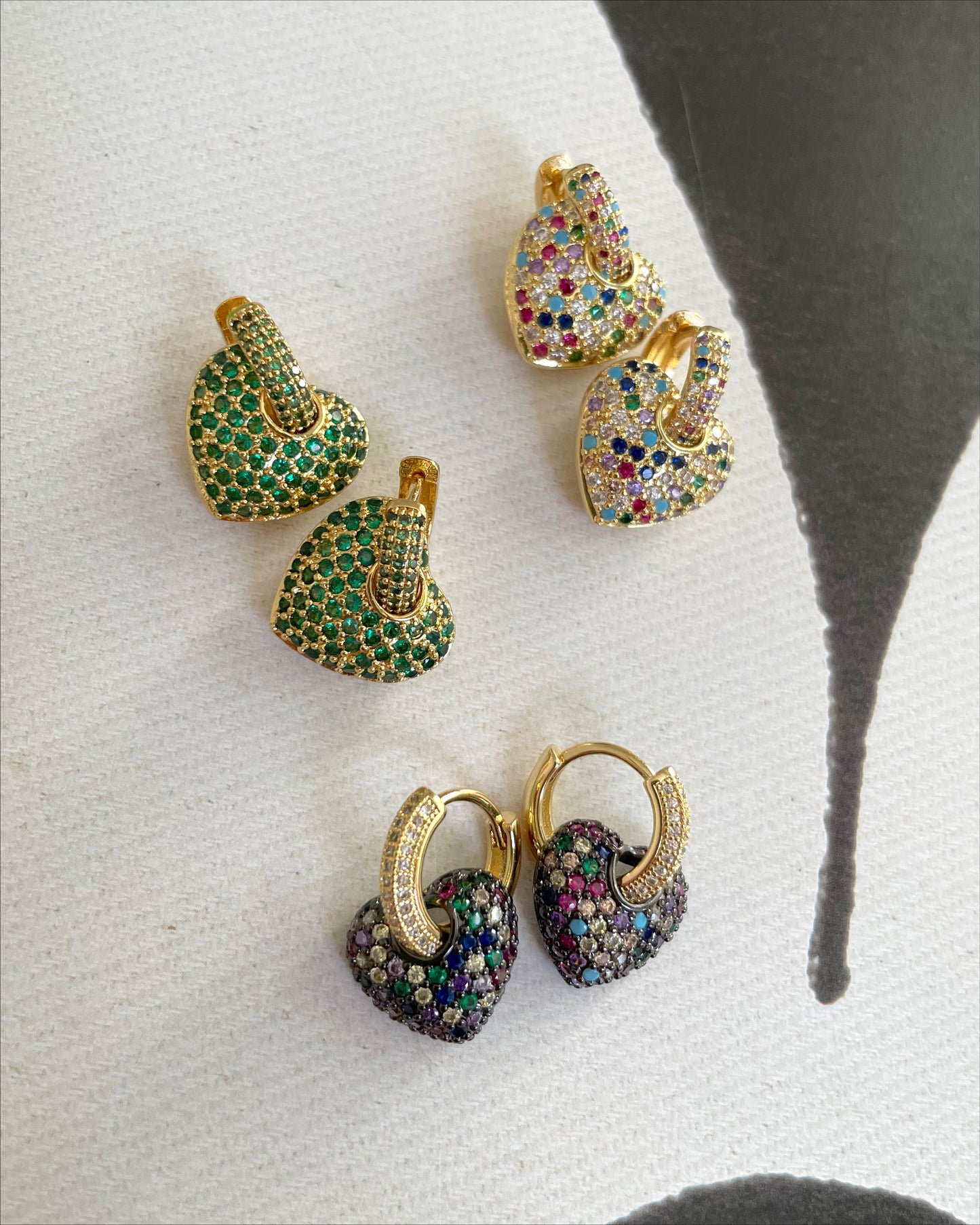 CZ chunky hearts earrings