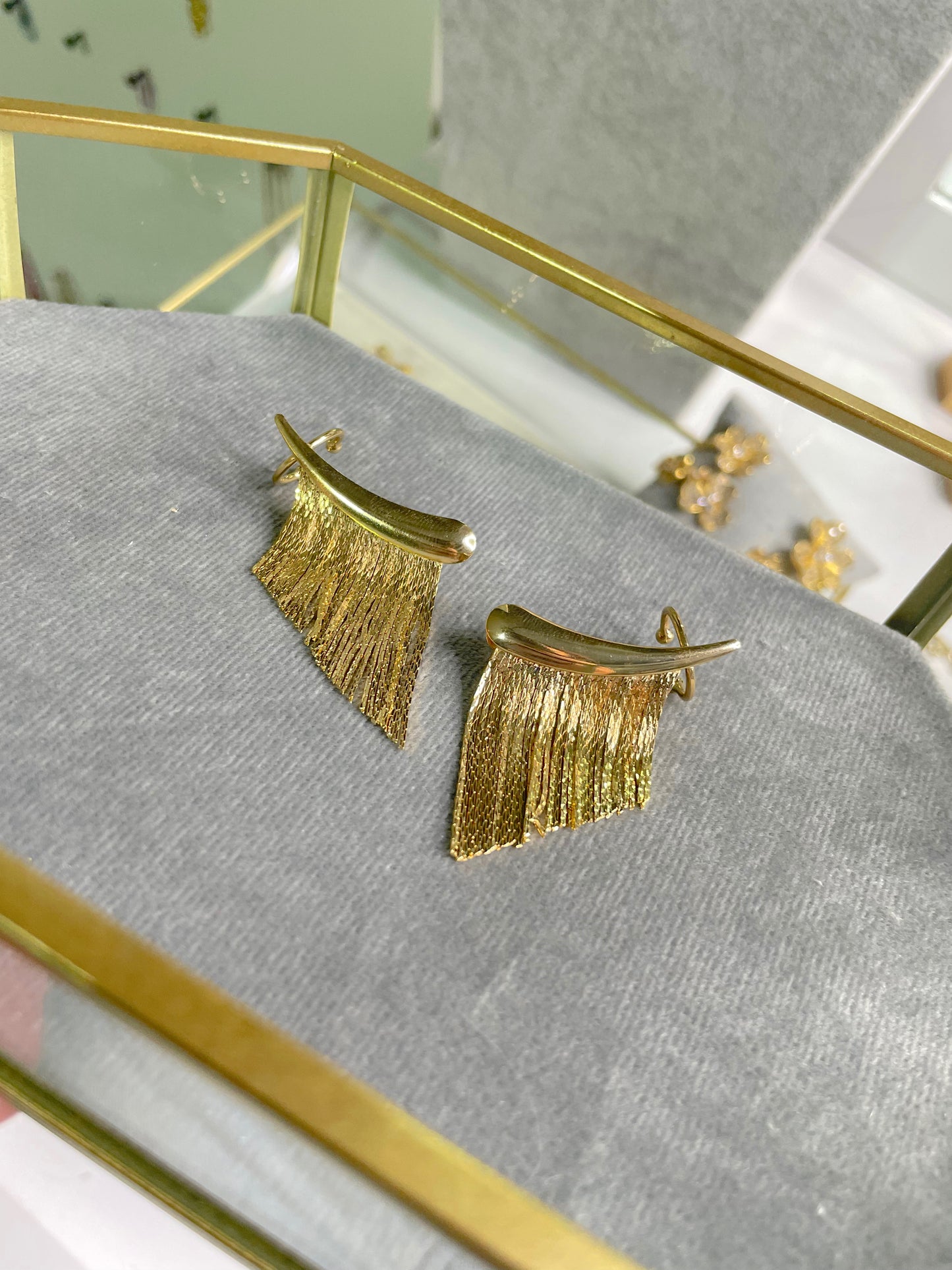Tasseled horn earrings