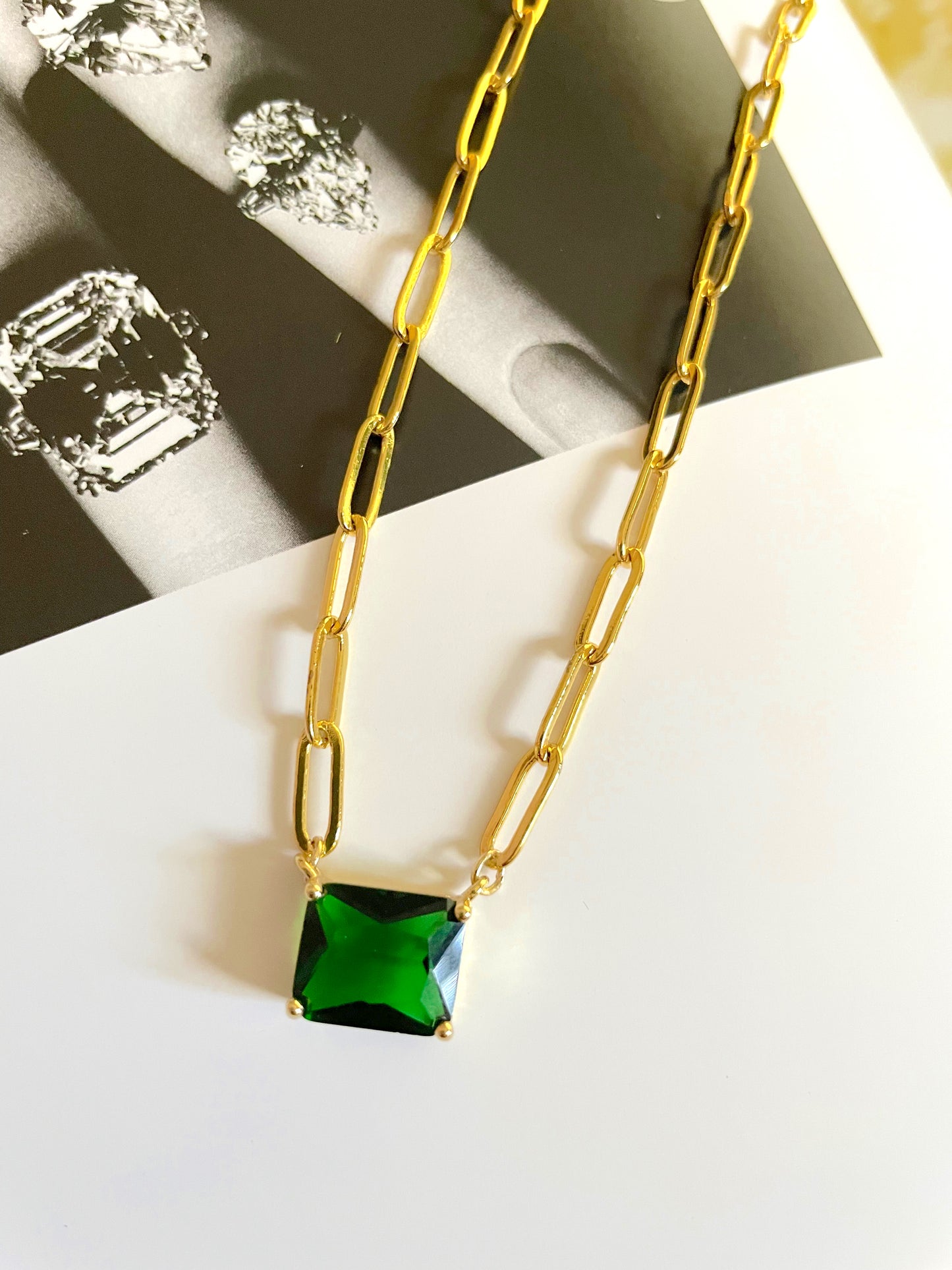 Emerald crystal pendant necklace